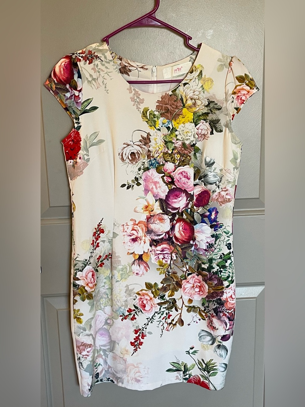 Romantic Botanical Floral Sheath Dress Small